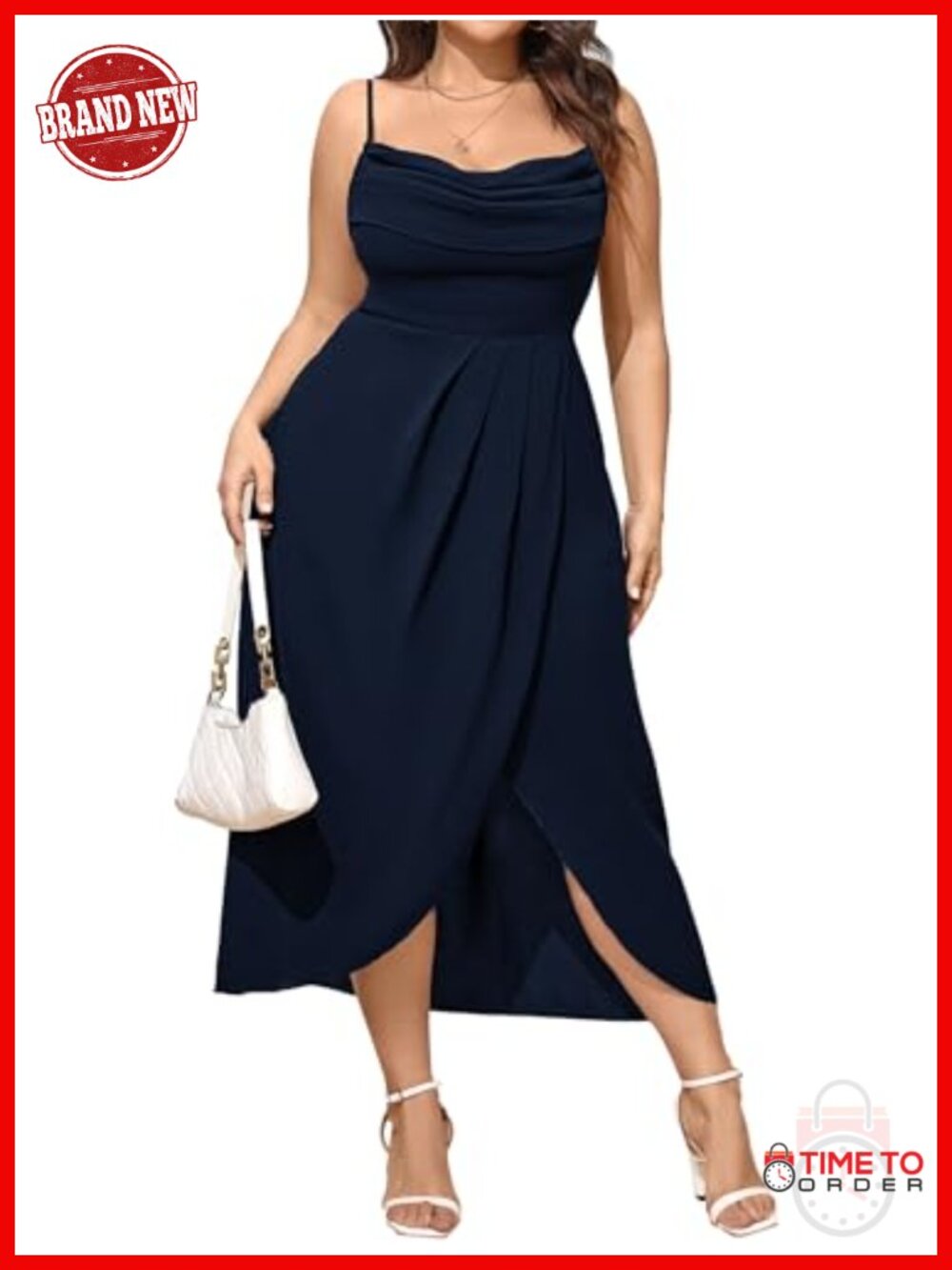 Plus Size Sleeveless Cowl Neck Spaghetti Strap Bodycon Maxi Dress